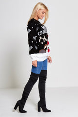 Black Merry Christmas Reindeer Jumper