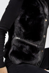 Black PU Faux Fur Gilet