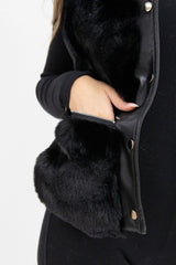 Black PU Faux Fur Gilet