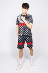 Black Printed Short Sleeve Top and Shorts 
