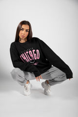 Black Chicago Oversized Sweatshirt