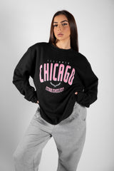 Black Chicago Oversized Sweatshirt