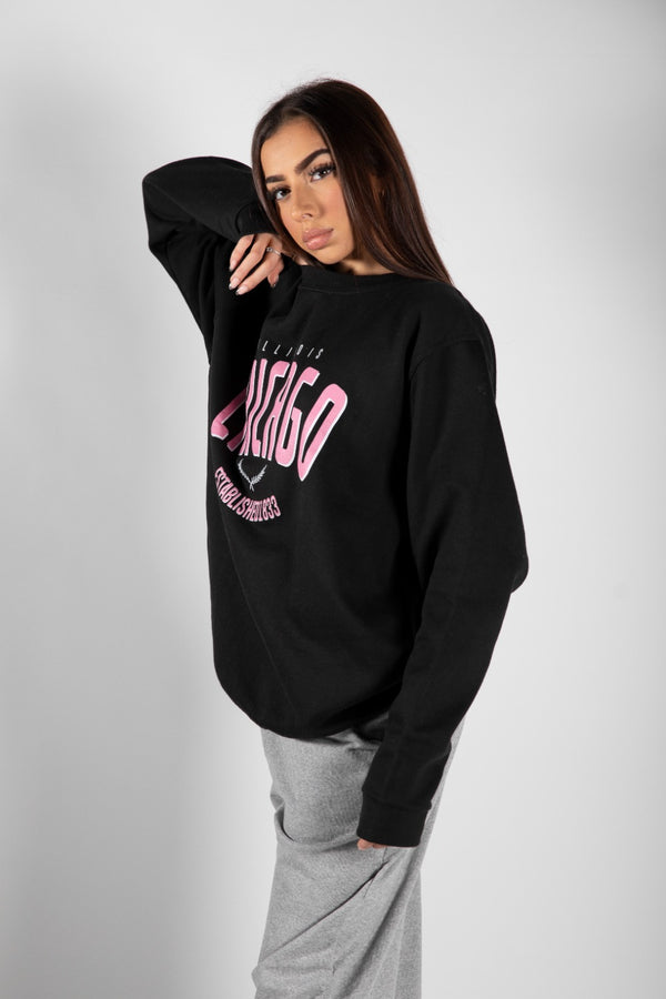 Black Chicago Oversized Sweatshirt
