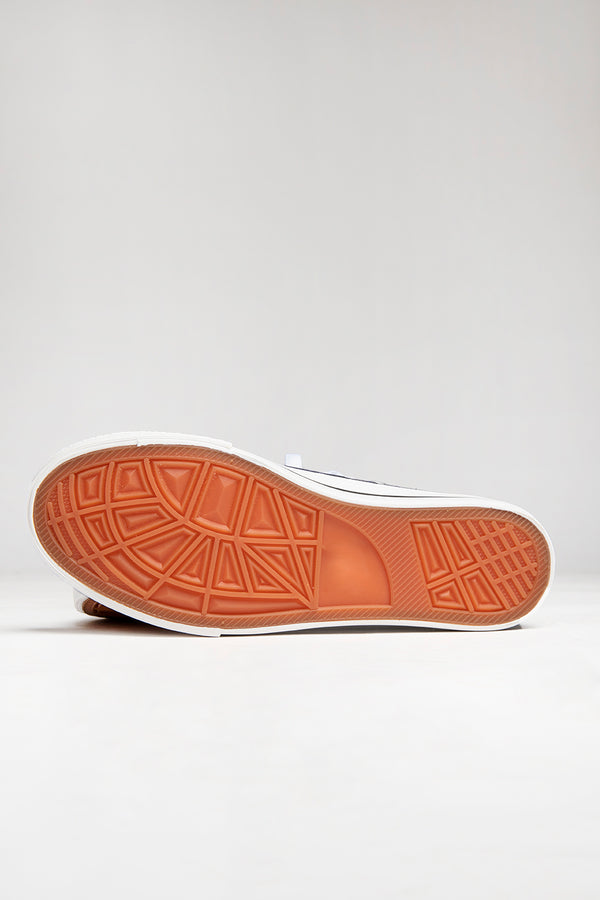 Navy Canvas Stripe Sole Flat Trainers