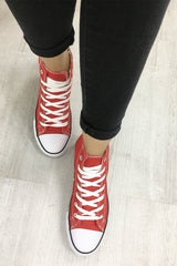 Red High Top Canvas Trainers