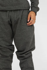 Charcoal Fleece Basic Crew Neck Tracksuit