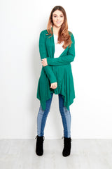 Green Ribbed Waterfall Cardigan