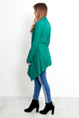Green Ribbed Waterfall Cardigan