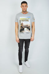 Mens Grey Roaring Festival Crew Neck T-Shirt