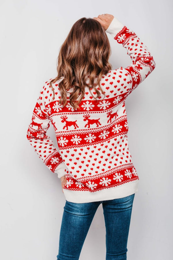 Plus Size Cream Snowflake Knitted Christmas Jumper