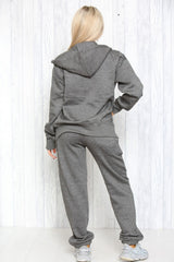 Charcoal Zip Up Hoodie With Cuffed Jogger Set