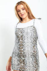 Snake Print Bodycon Pinafore Dress