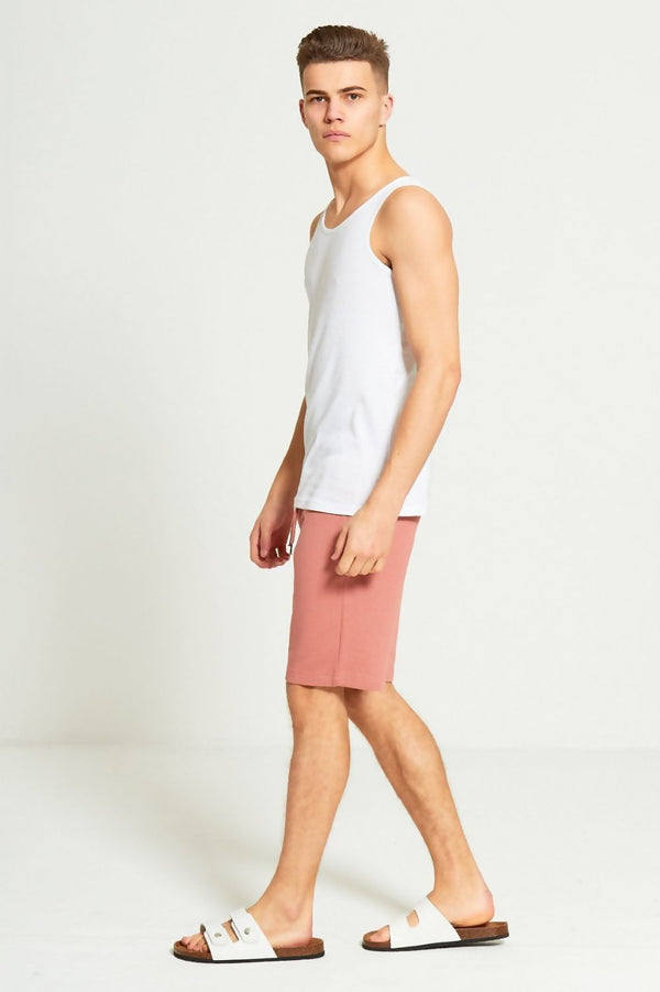 Mens Dusty Pink Jersey Sweat Shorts