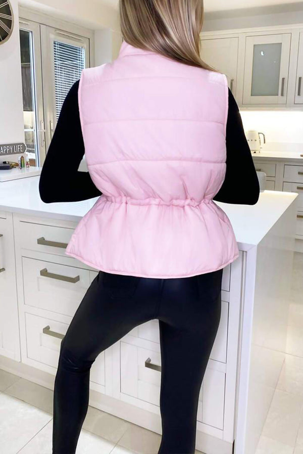 Pink Drawstring Detail Puffer Gilet