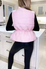 Pink Drawstring Detail Puffer Gilet