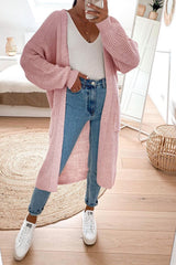 Grey Oversized Balloon Sleeve Knitted Cardigan