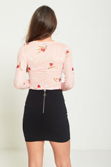 Pink Polka Dot Mesh Top