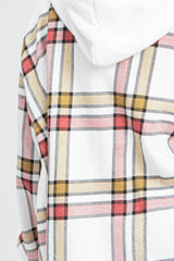 Fuchsia Check Shacket with Hood 
