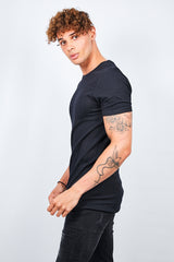 Mens Black Ribbed Detail T-Shirt