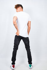 Mens White Ribbed Detail T-Shirt