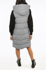 Grey Longline Hooded Puffer Gilet