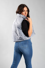 Grey Cropped Puffer Gilet