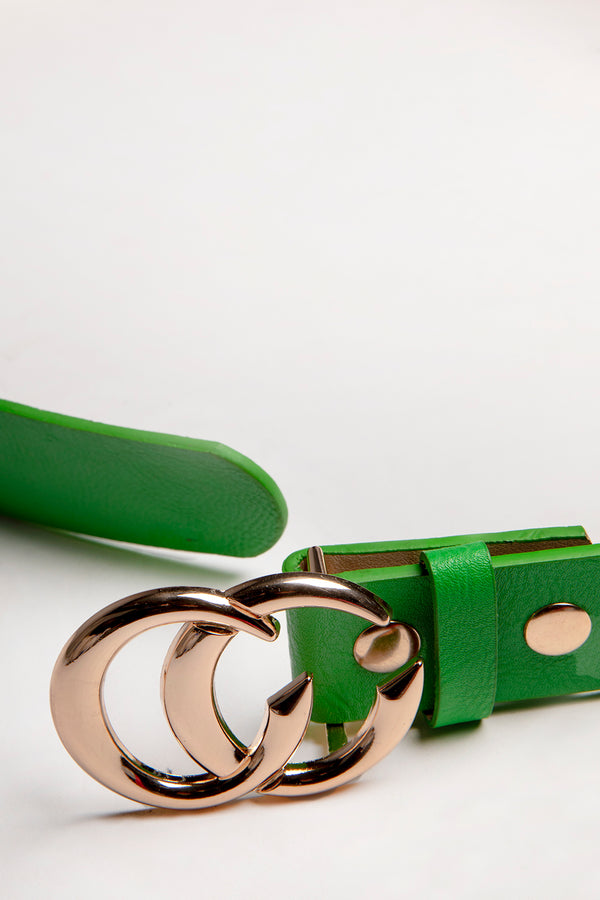 Green CC Gold Buckle PU Belt