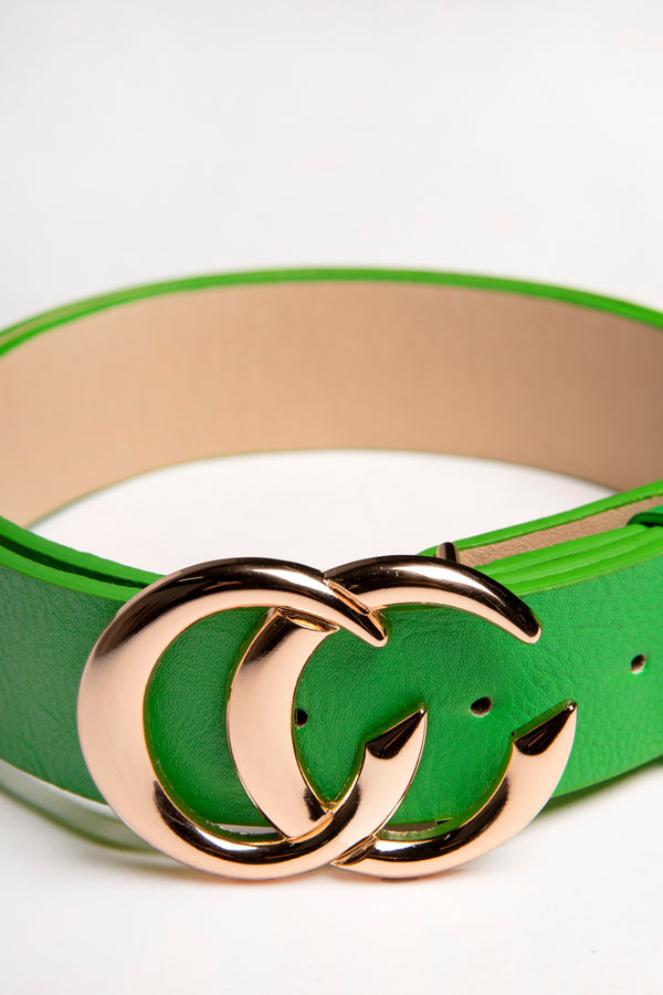 Green CC Gold Buckle PU Belt