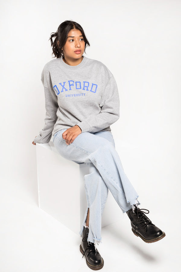 Grey Oxford University Oversized Sweatshirt