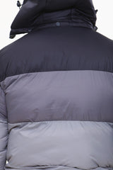 Mens Grey Beige Ombre Puffer Hooded Coat 