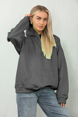 Charcoal Statement Oversized Hoodie with Cross Embroidery