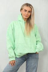 Mint Statement Oversized Hoodie with Cross Embroidery