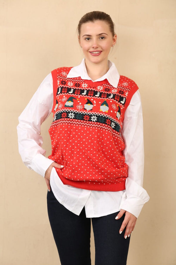 Red Montana Christmas Knitted Vest