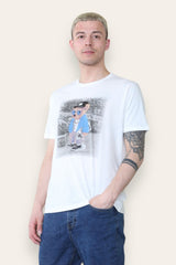 Mens Cream Skate Bear Printed T-Shirt