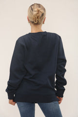 Navy Long Sleeve Crewneck Casual Oversized Sweatshirt