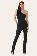 Black Single Strap Asymmetric Jumpsuit