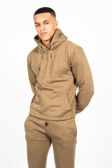 Mens Khaki Pullover Hooded Tracksuit