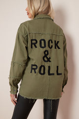 Khaki Rock And Roll Denim Jacket