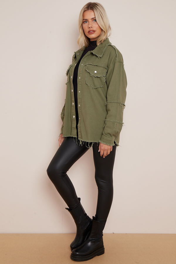 Khaki Rock And Roll Denim Jacket