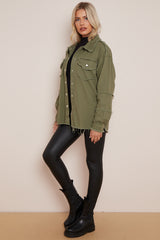 Khaki Rock And Roll Denim Jacket