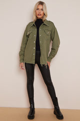 Khaki Rock And Roll Denim Jacket