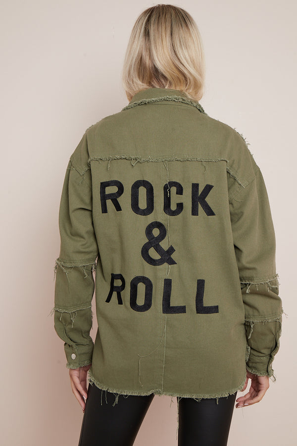 Khaki Rock And Roll Denim Jacket