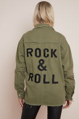 Khaki Rock And Roll Denim Jacket