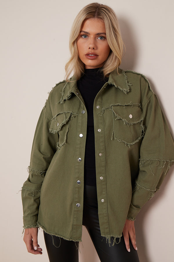 Khaki Rock And Roll Denim Jacket