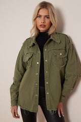 Khaki Rock And Roll Denim Jacket