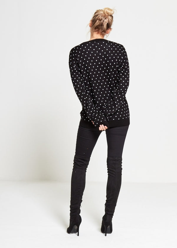 Plus Size Black Rudolph Christmas Jumper With Pom Pom Detail