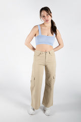 Baby Blue Thick Strap Square Neck Crop Top