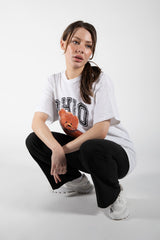 White Ohio Teddy Graphic Printed Oversized T-Shirt