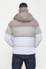 Mens Beige Ombre Puffer Hooded Coat 