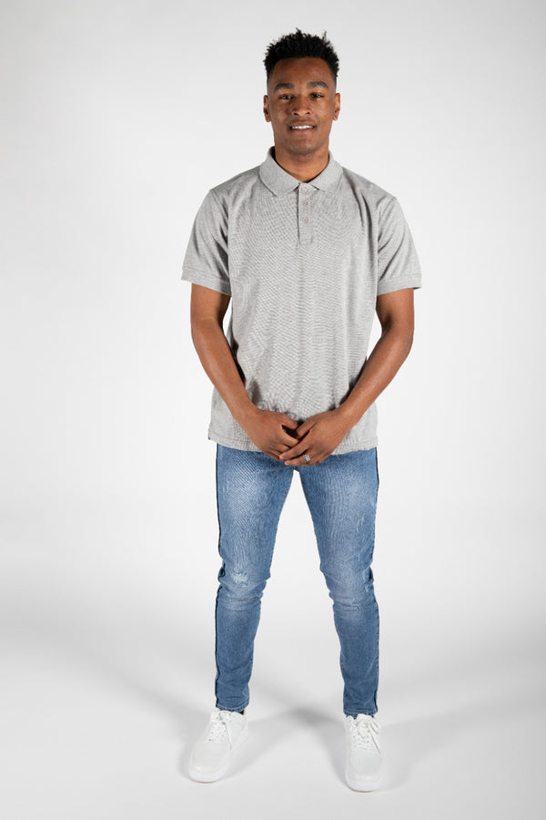 Mens Grey Half Sleeve Polo T -Shirt